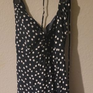 Polkadot Navy Jumper/Romper Dress